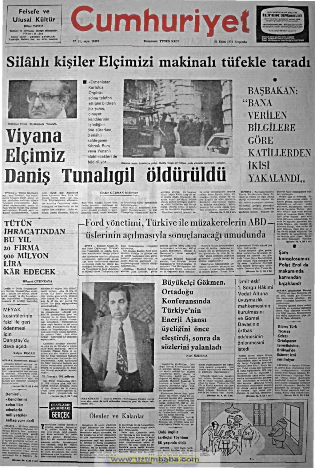 Cumhuriyet gazetesi 23 ekim 1975