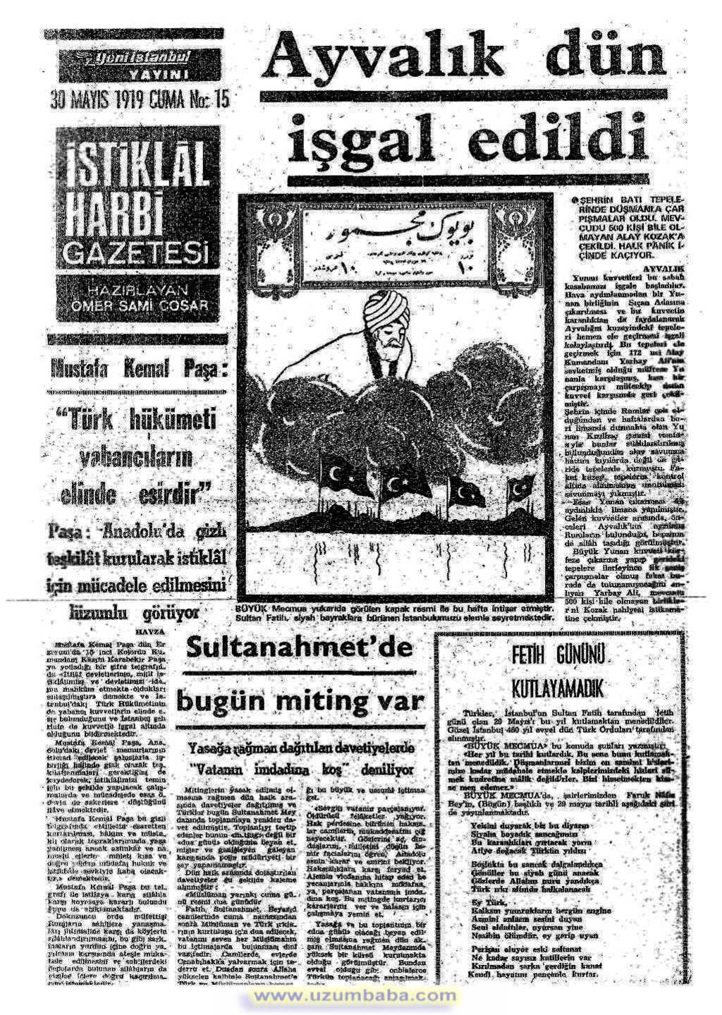istiklal harbi gazetesi 30 mayıs 1919