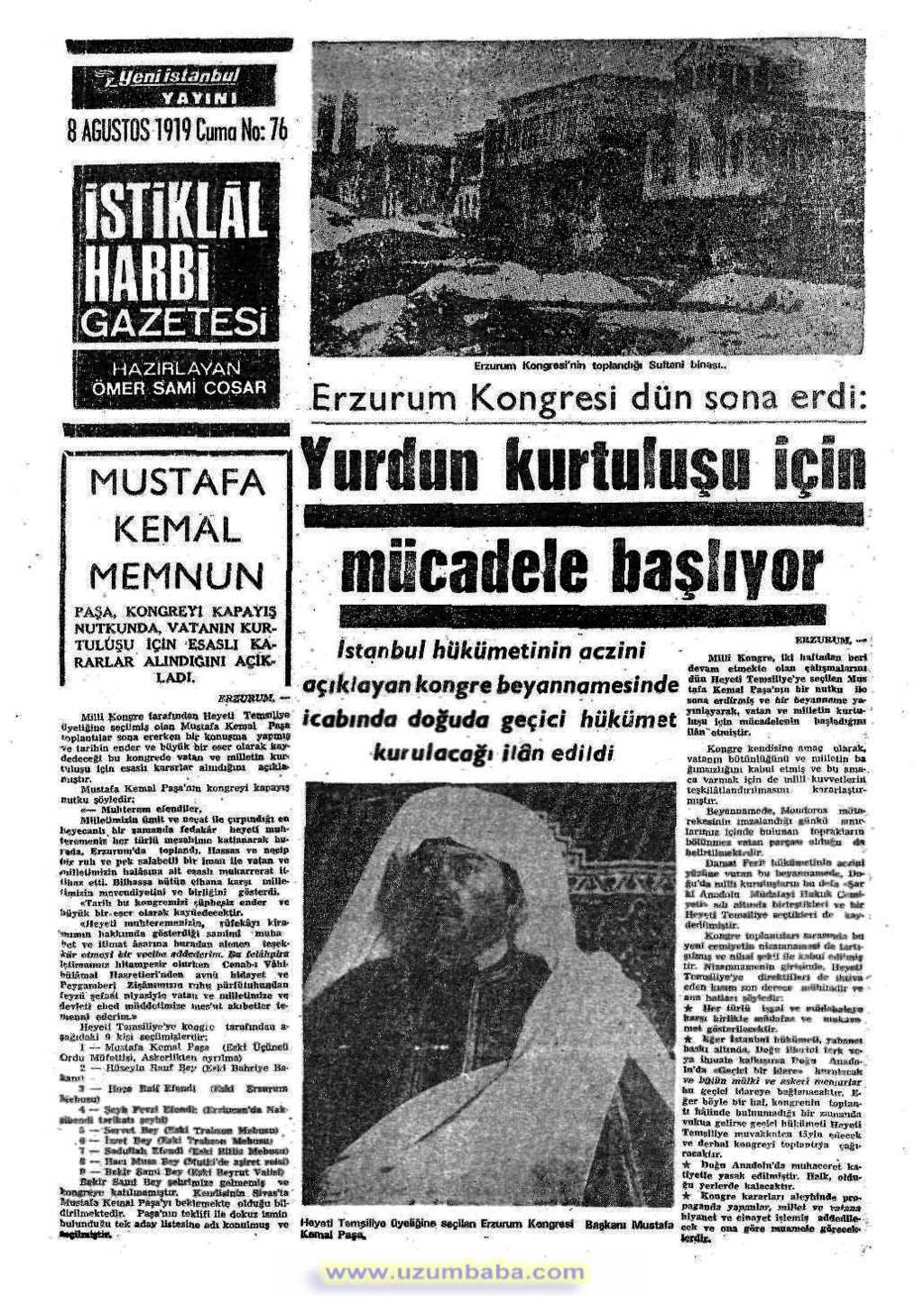 istiklal harbi gazetesi 8 ağustos 1919