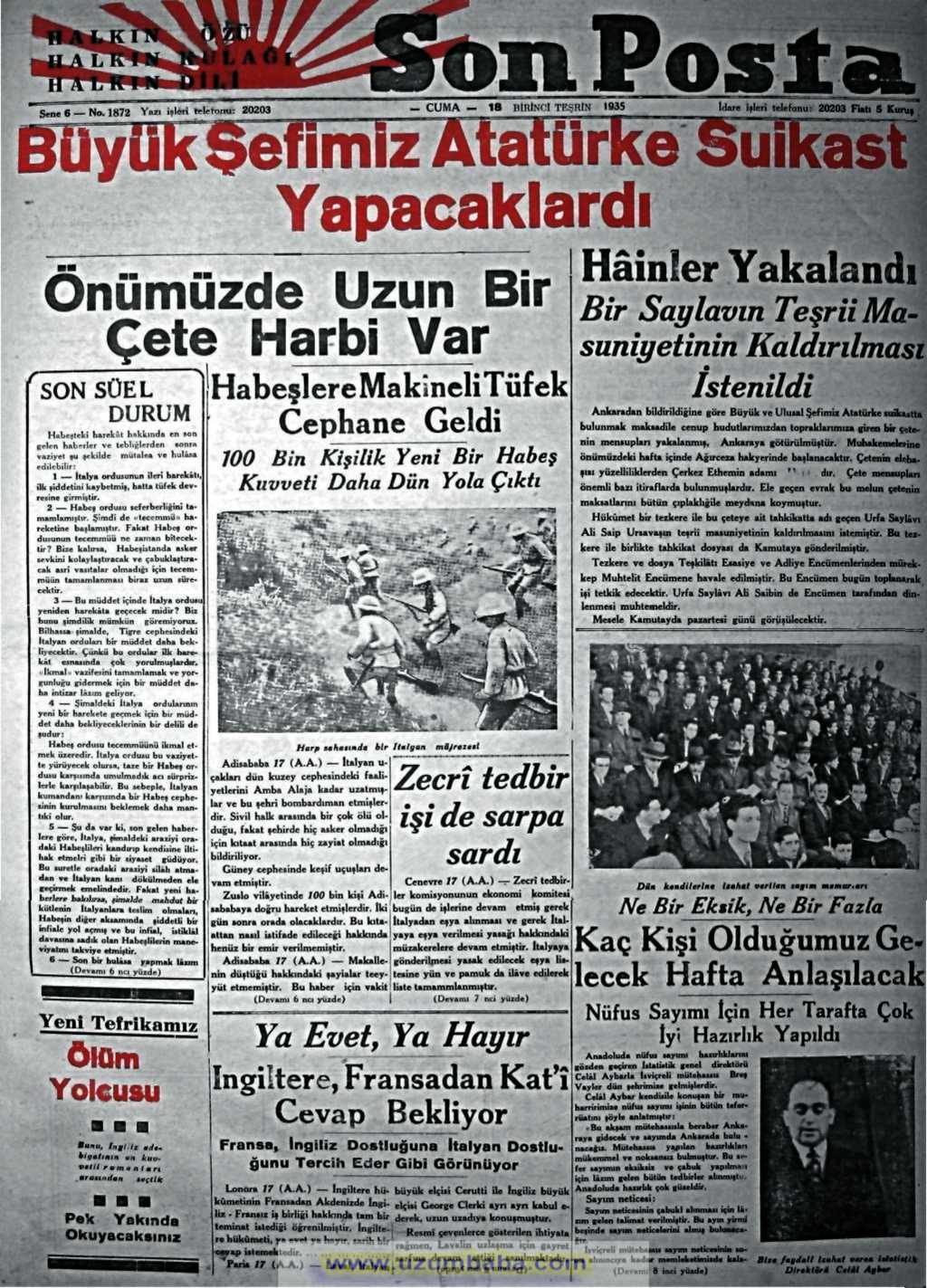 son posta gazetesi 18 1.teşrin 1935