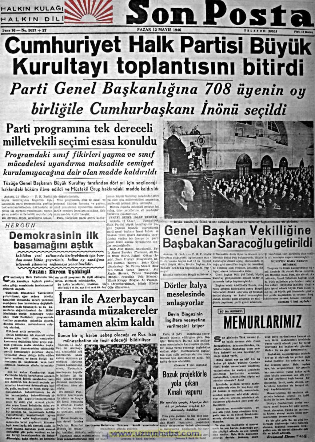 Son Posta gazetesi 12 mayıs 1946
