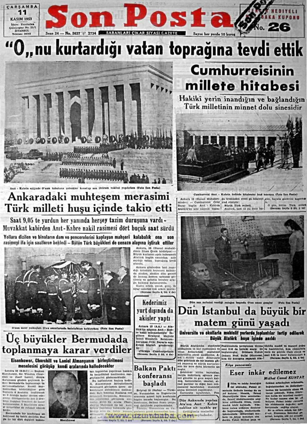 Son Posta gazetesi 11 kasım 1953