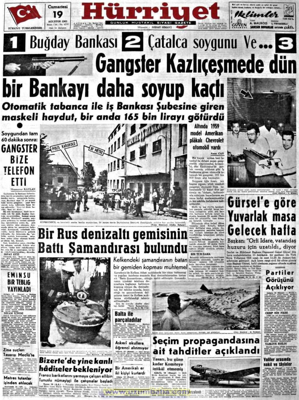 Hürriyet gazetesi 19 ağustos 1961