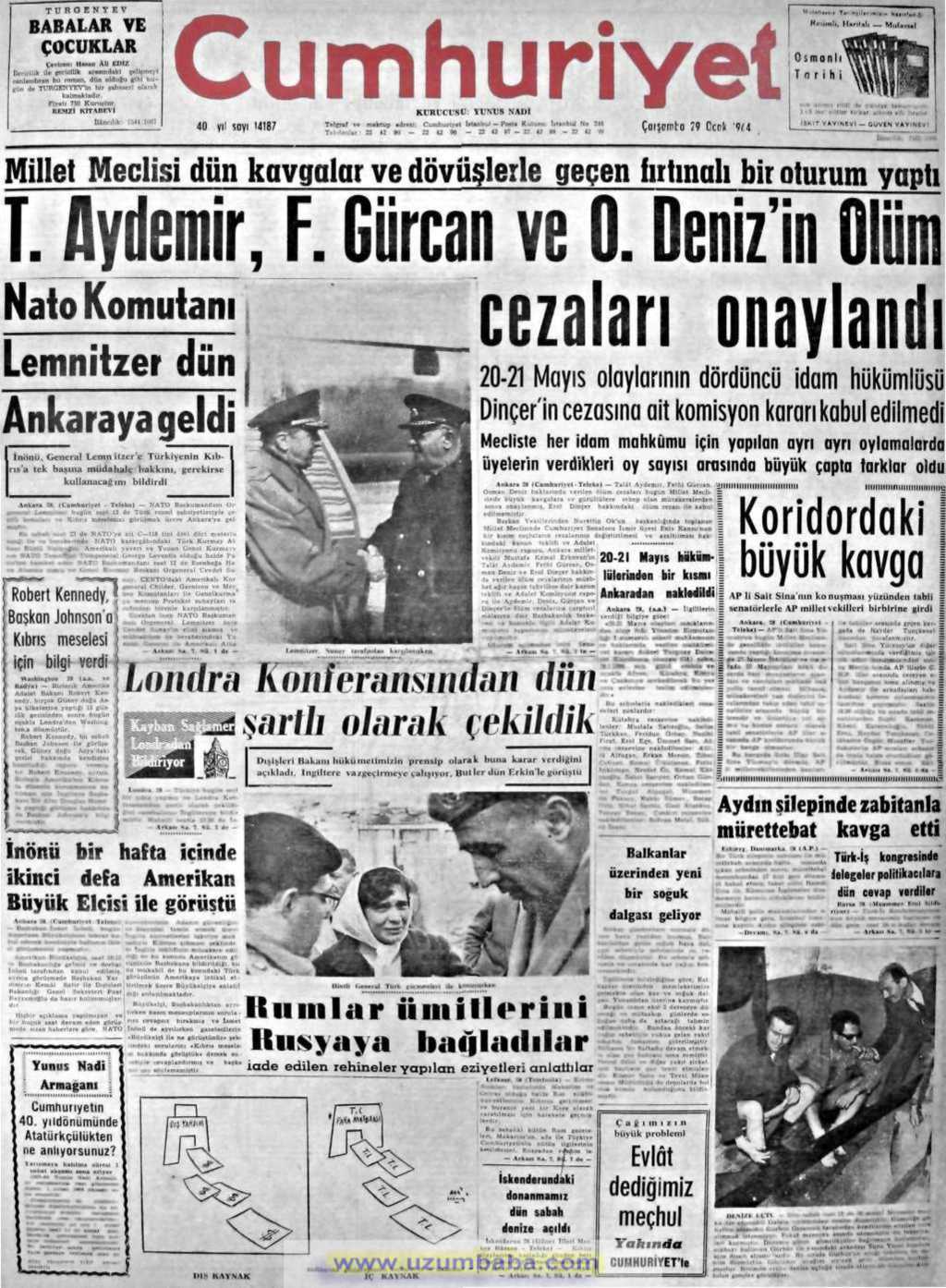 Cumhuriyet gazetesi 29 ocak 1964