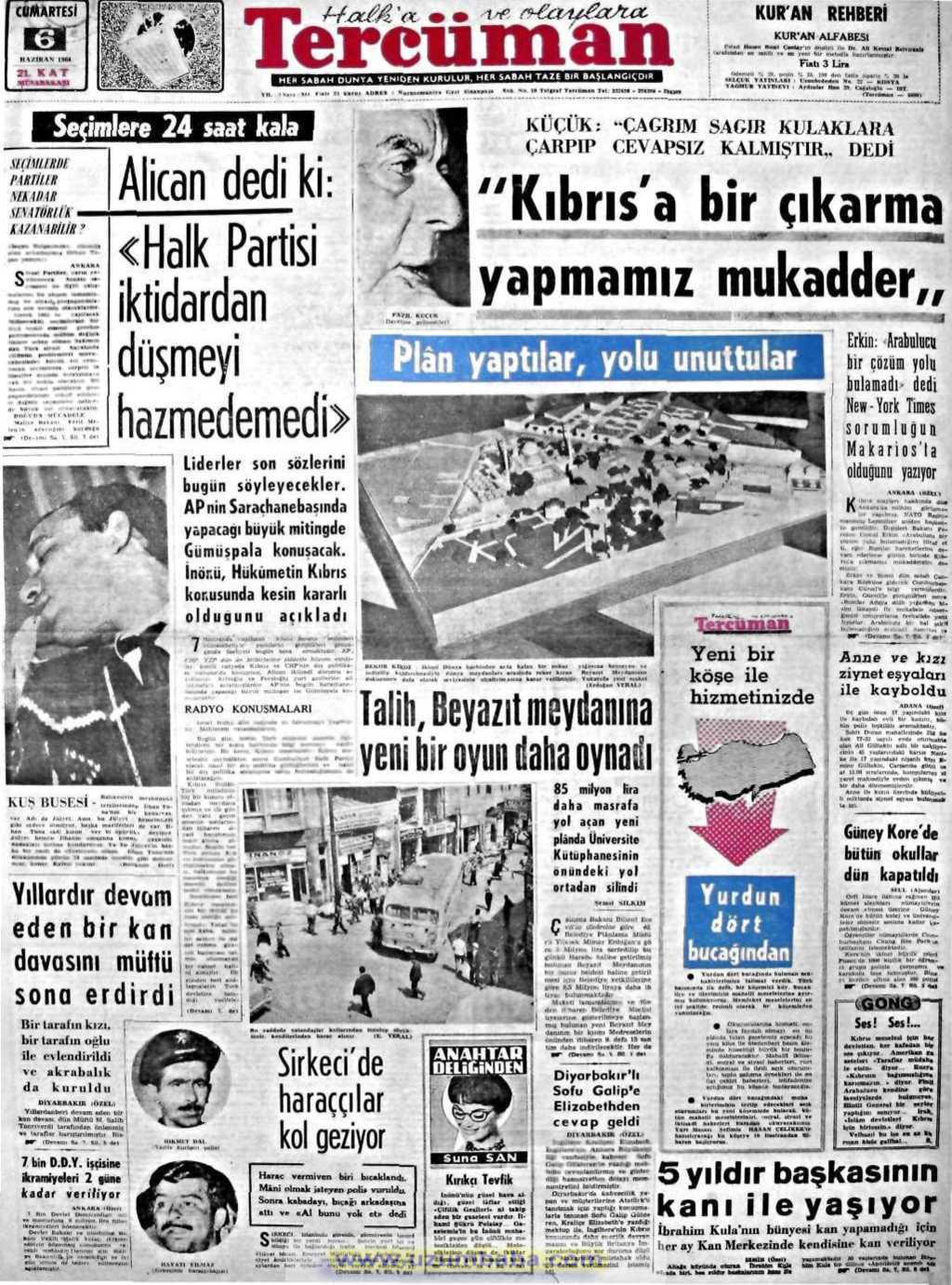 Tercüman gazetesi 6 haziran 1964