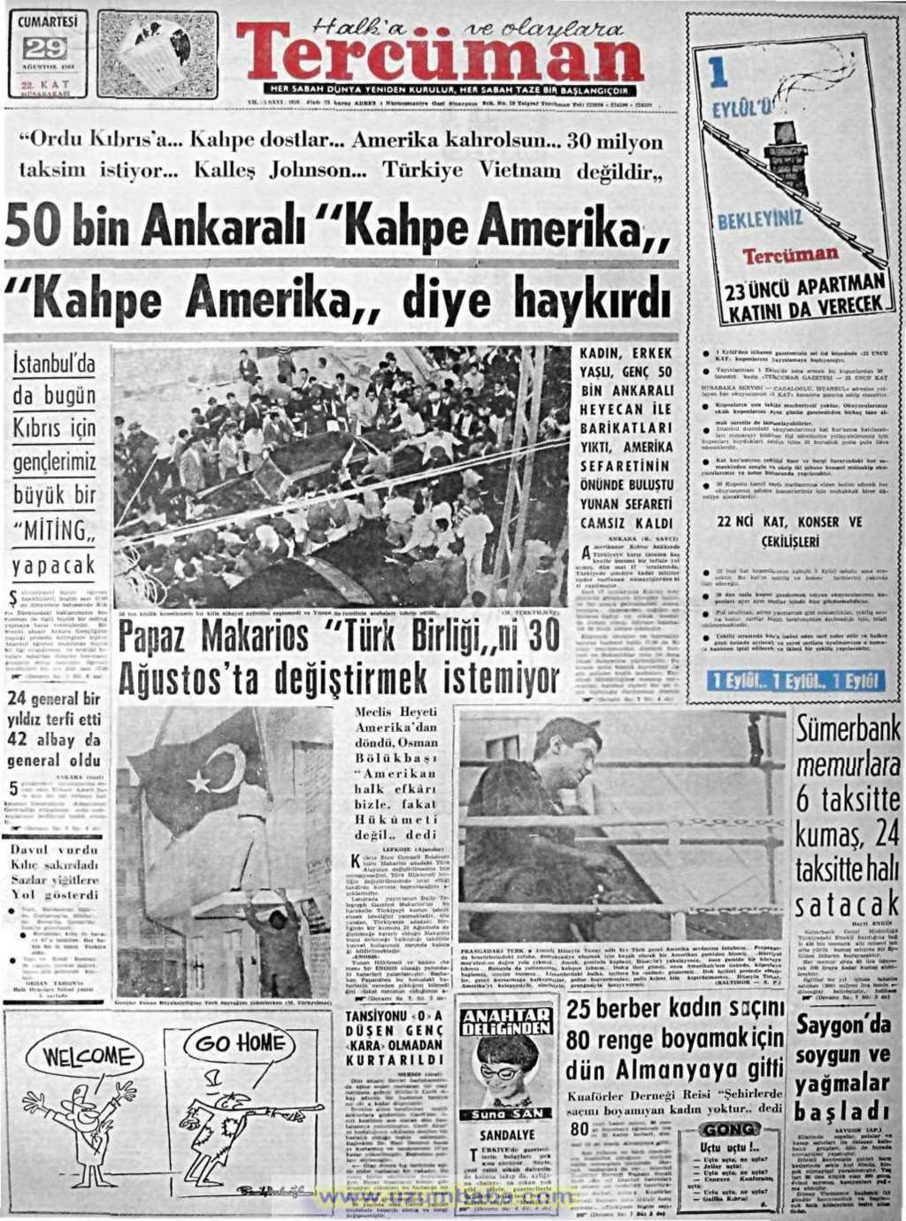 Tercüman gazetesi 29 ağustos 1964