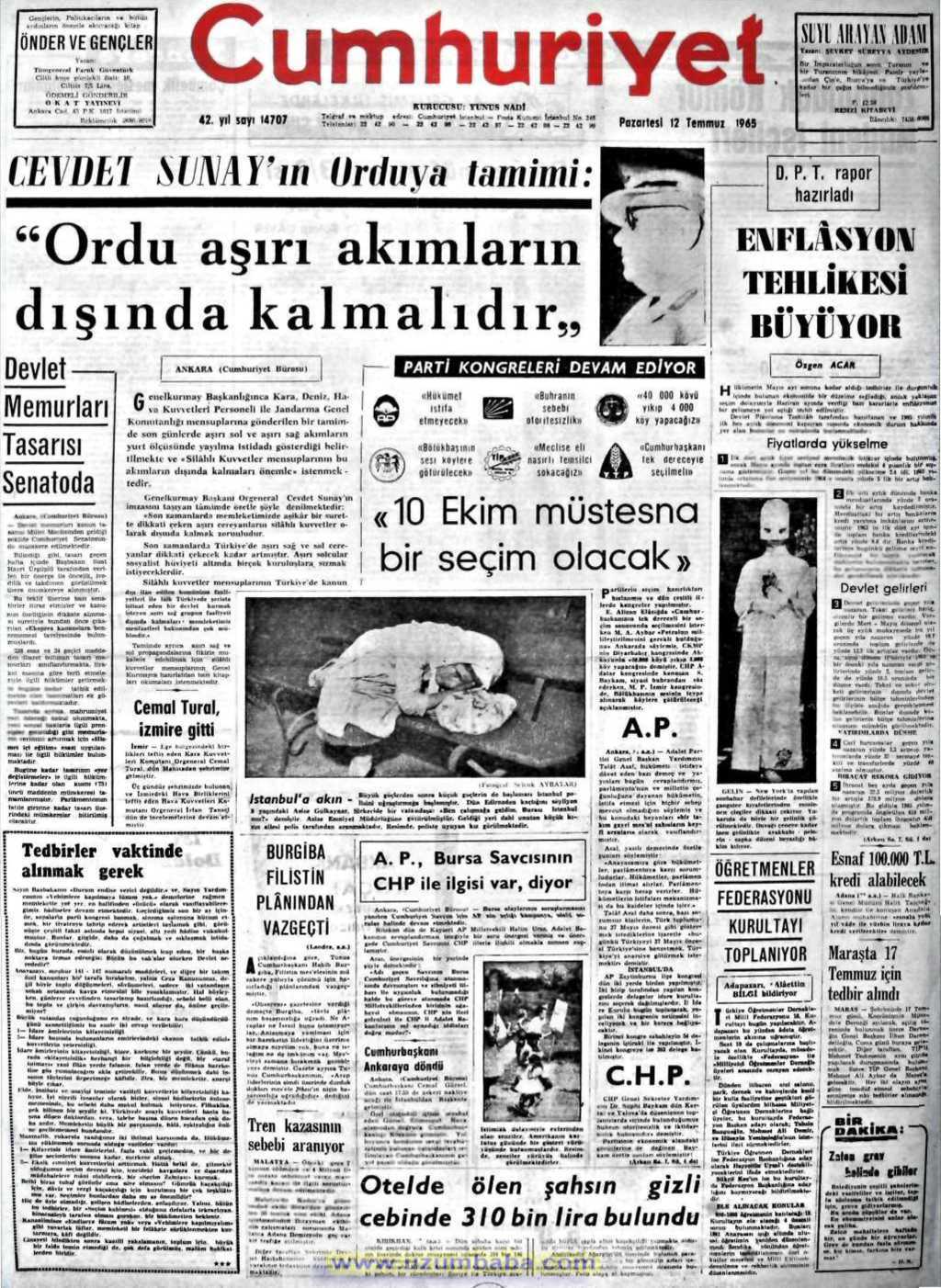 Cumhuriyet gazetesi 12 temmuz 1965