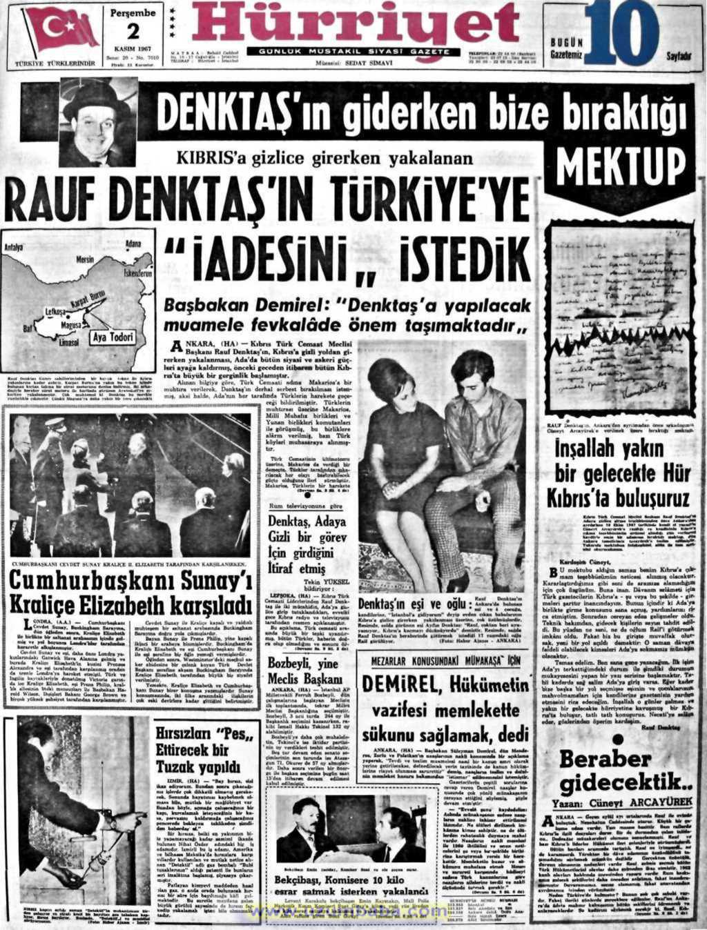 Hürriyet gazetesi 2 kasım 1967