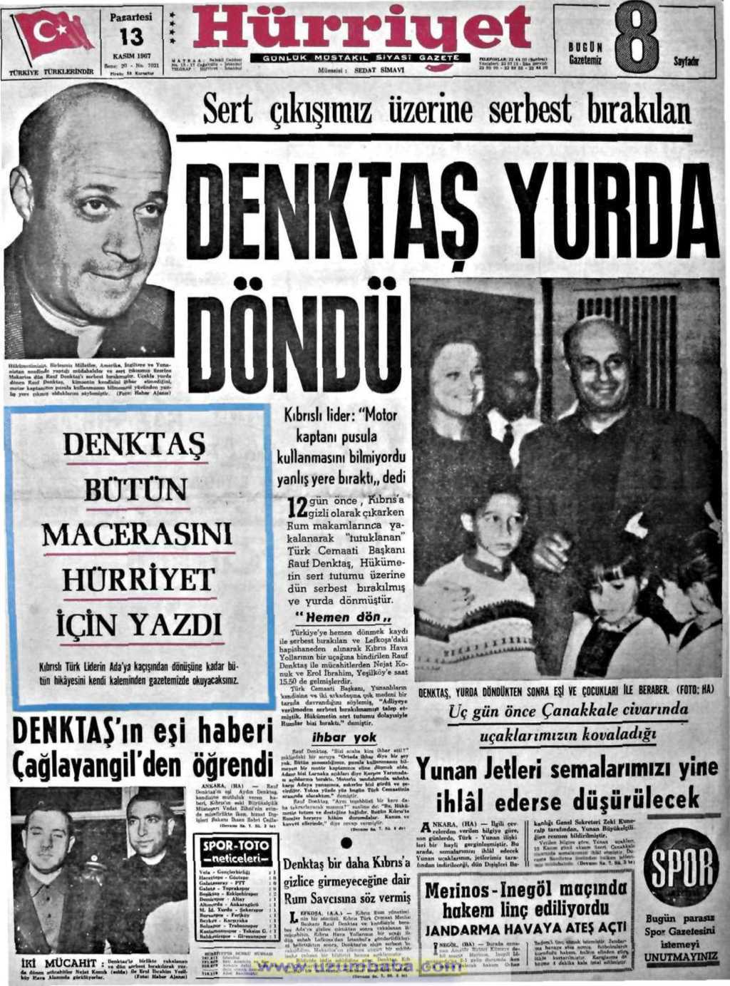 Hürriyet gazetesi 13 kasım 1967