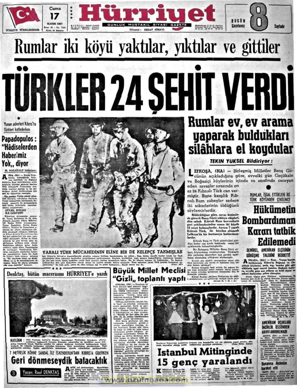 Hürriyet gazetesi 17 kasım 1967
