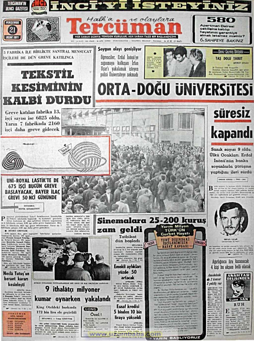 Tercüman gazetesi 21 ocak 1971