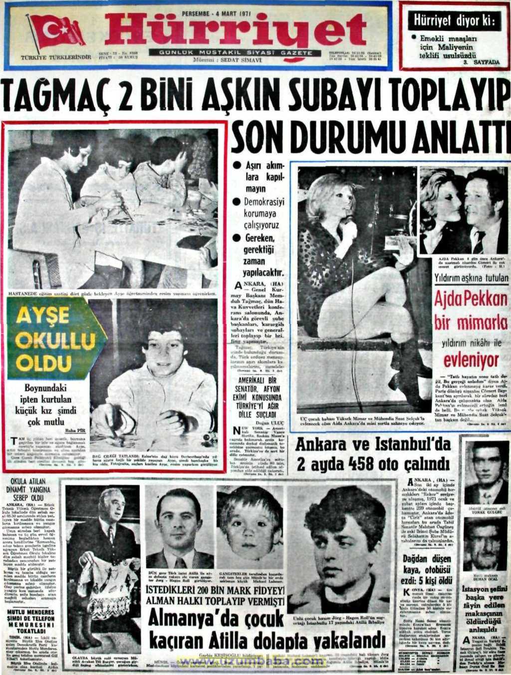 Hürriyet gazetesi 4 mart 1971