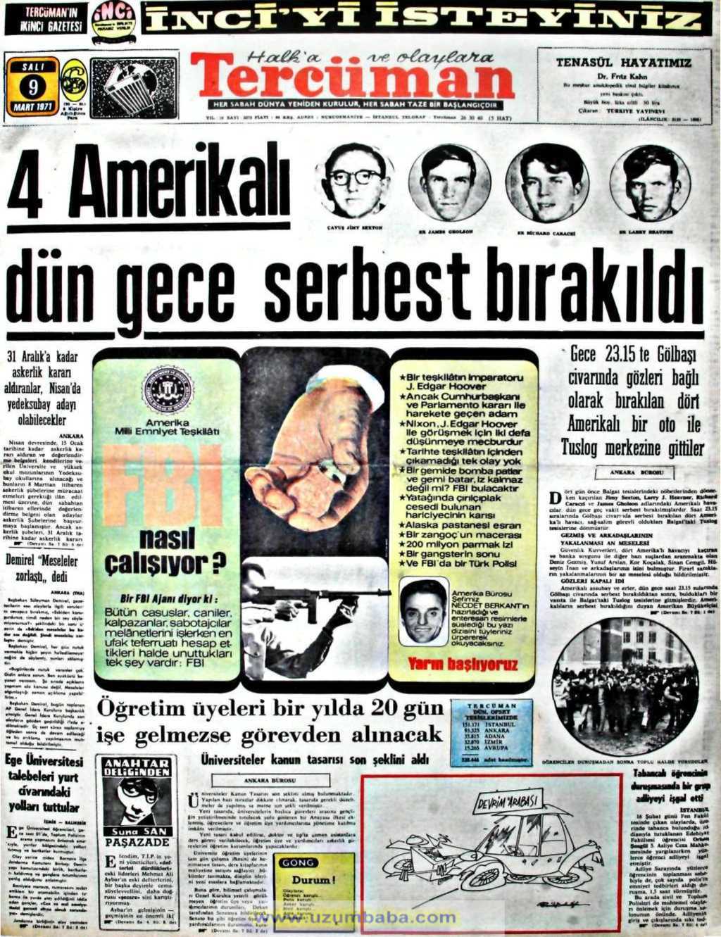 Tercüman gazetesi 9 mart 1971