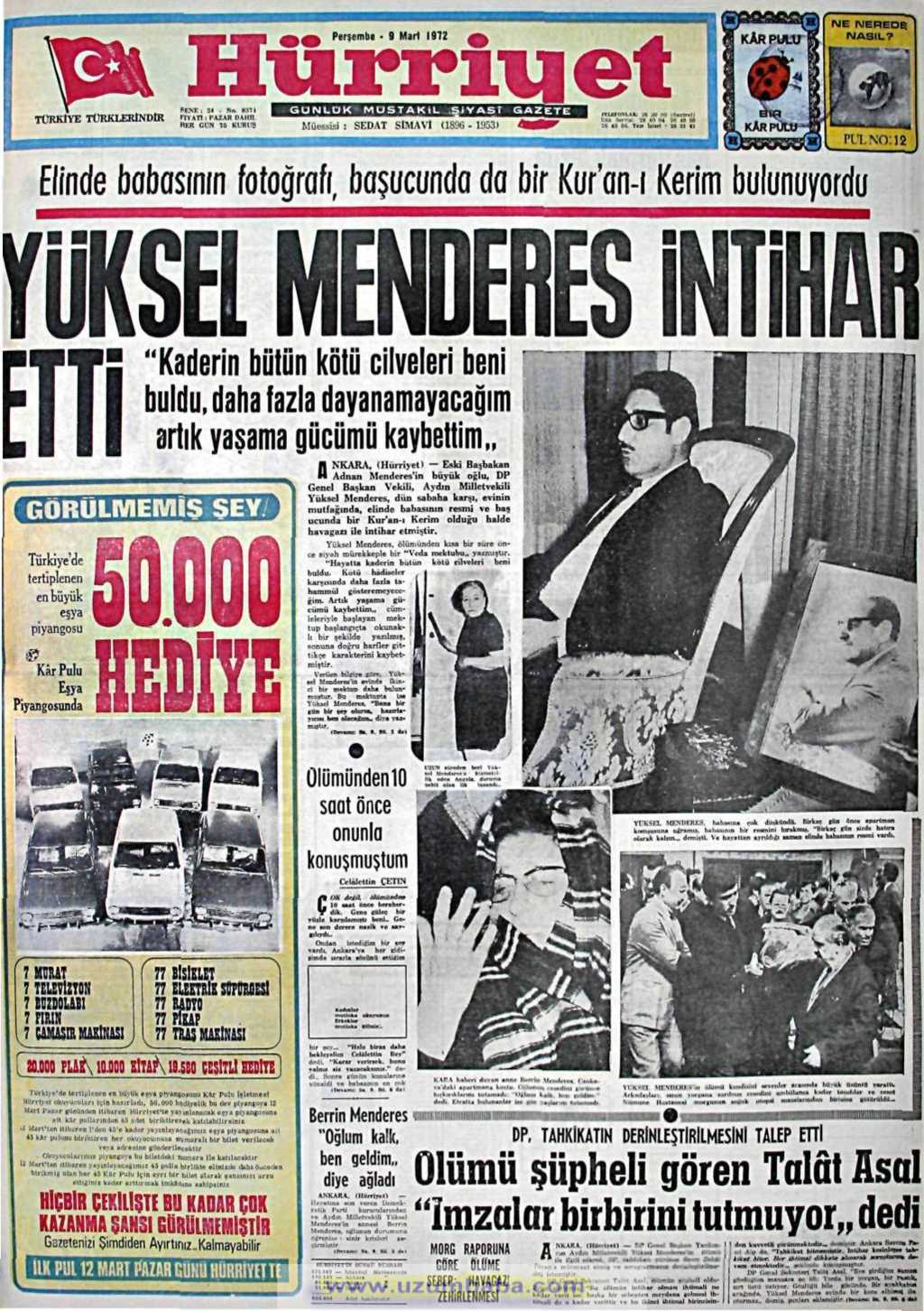 Hürriyet gazetesi 9 mart 1972
