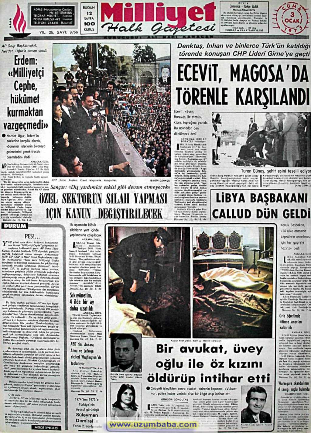 Milliyet gazetesi 3 ocak 1975