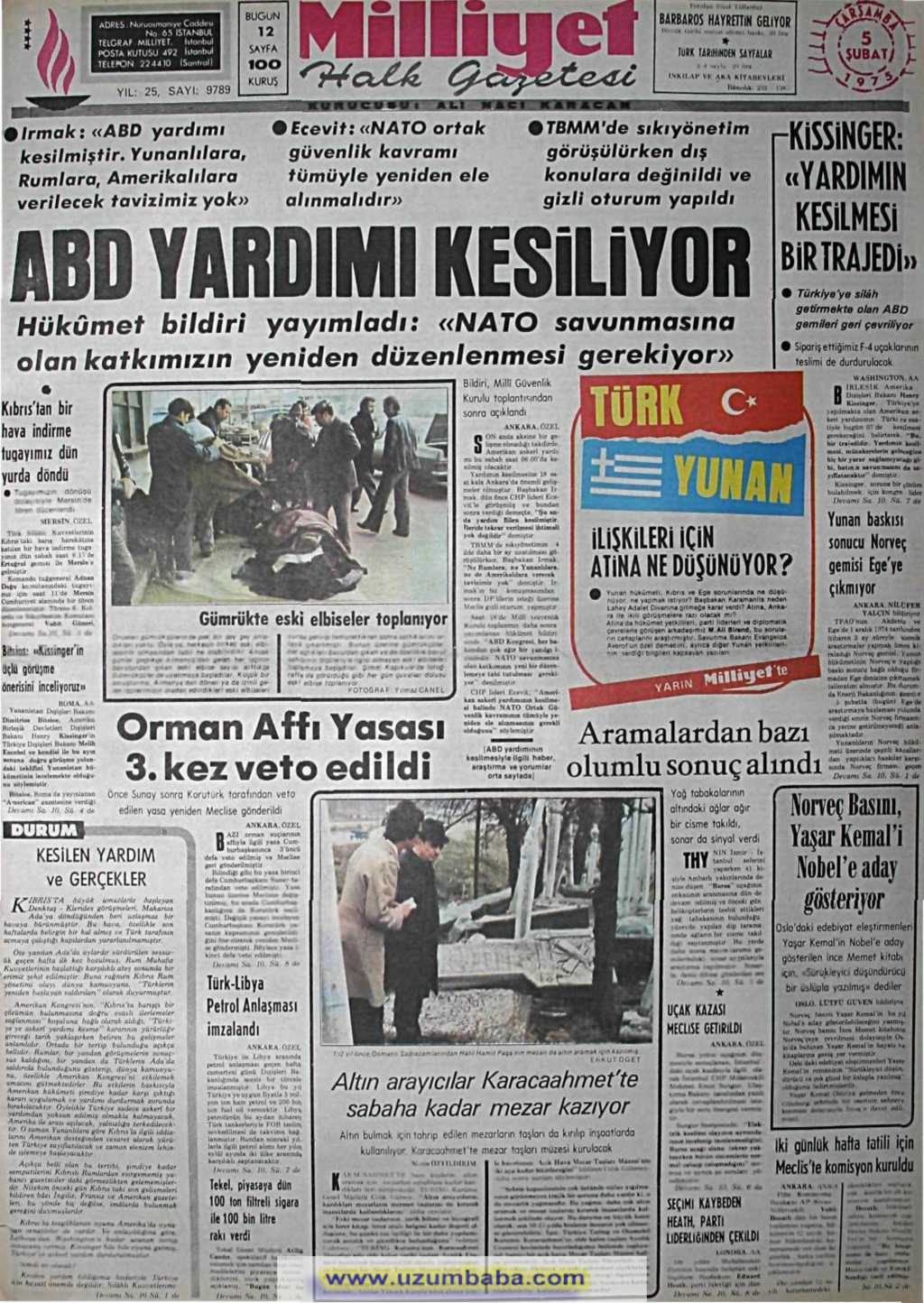 Milliyet gazetesi 5 şubat 1975