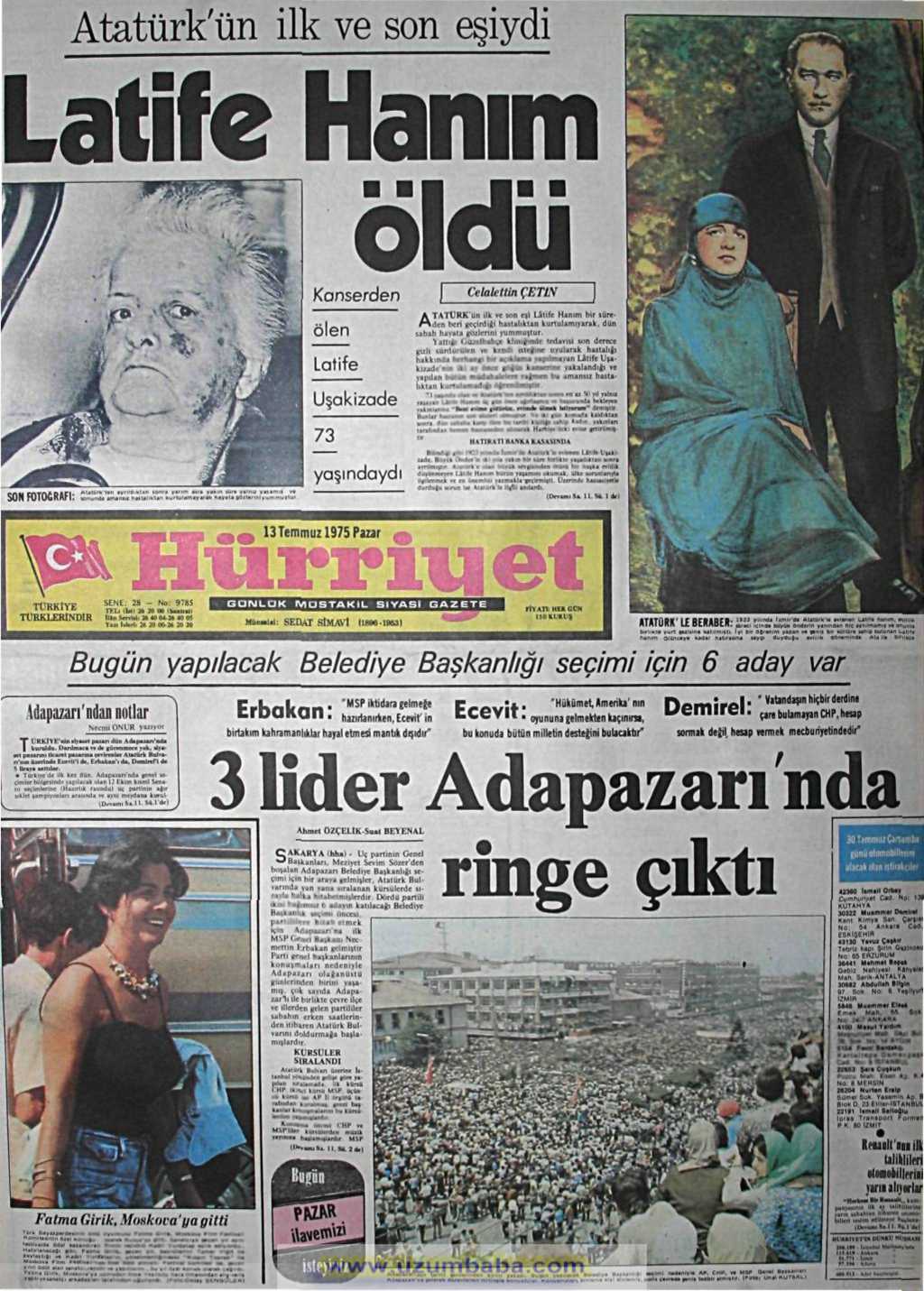 Hürriyet gazetesi 13 temmuz 1975
