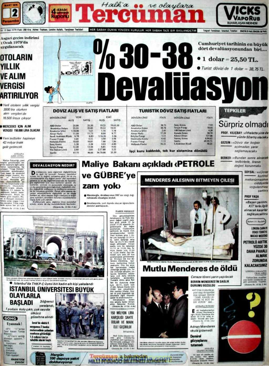 Tercüman gazetesi 2 mart 1978
