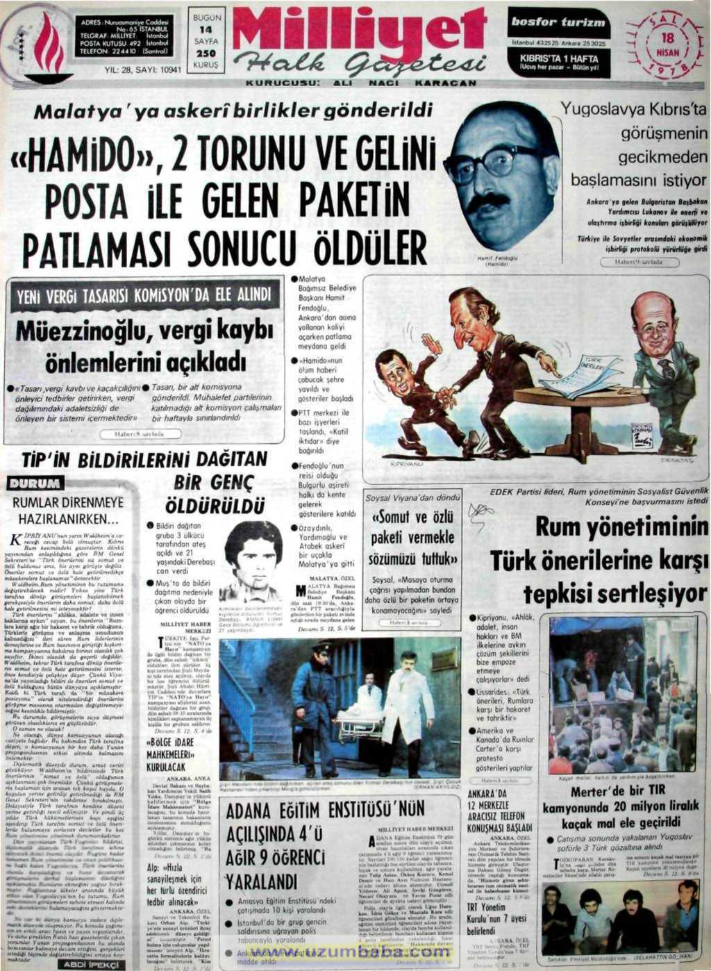 Milliyet gazetesi 18 nisan 1978