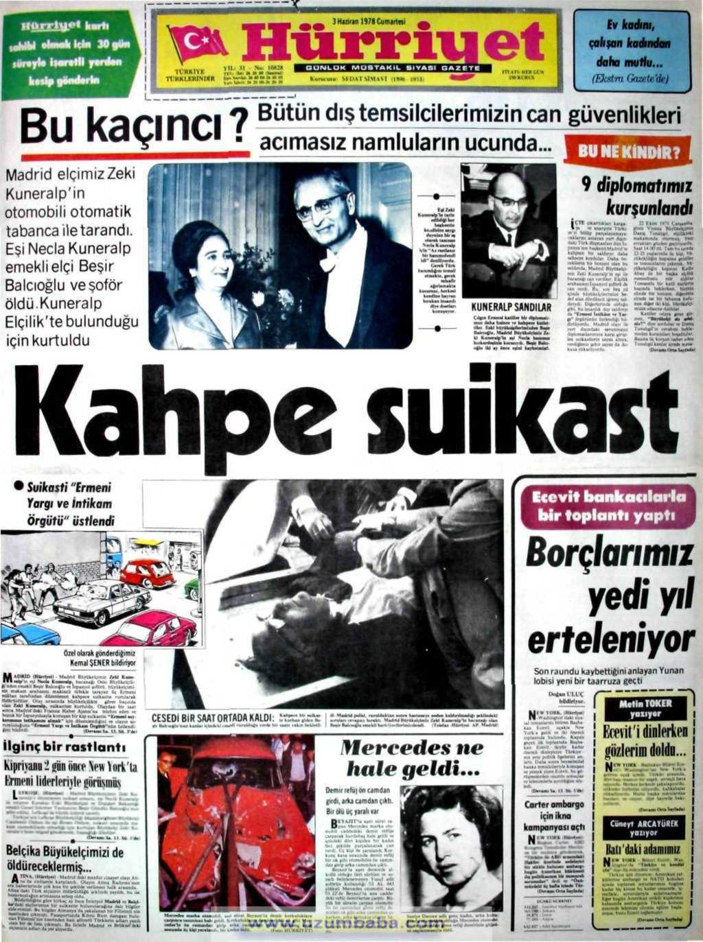 Hürriyet gazetesi 3 haziran 1978
