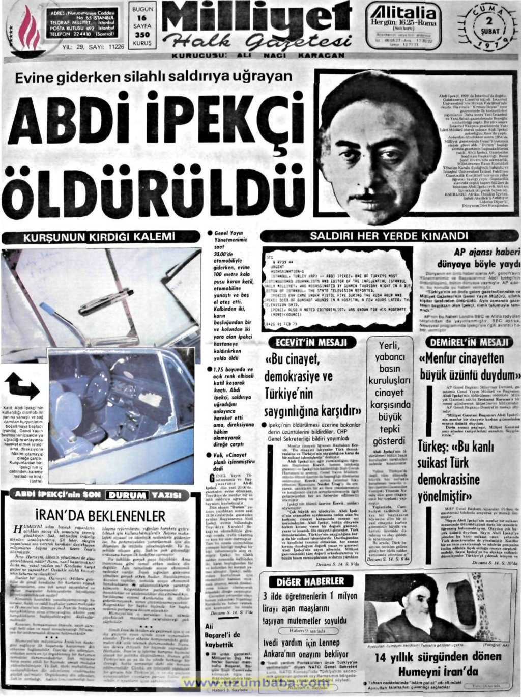 Milliyet gazetesi 2 şubat 1979