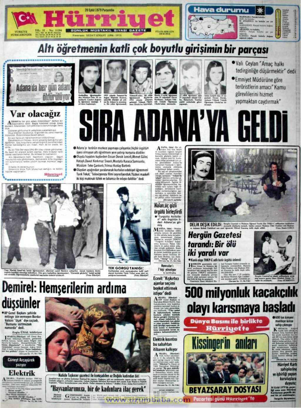 Hürriyet gazetesi 20 eylül 1979