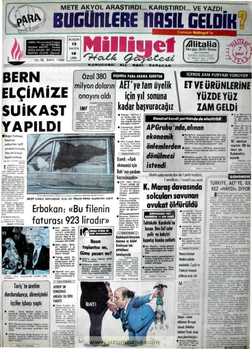 Milliyet gazetesi 7 şubat 1980