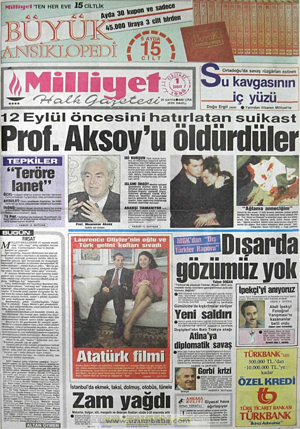 Milliyet gazetesi 1 şubat 1990