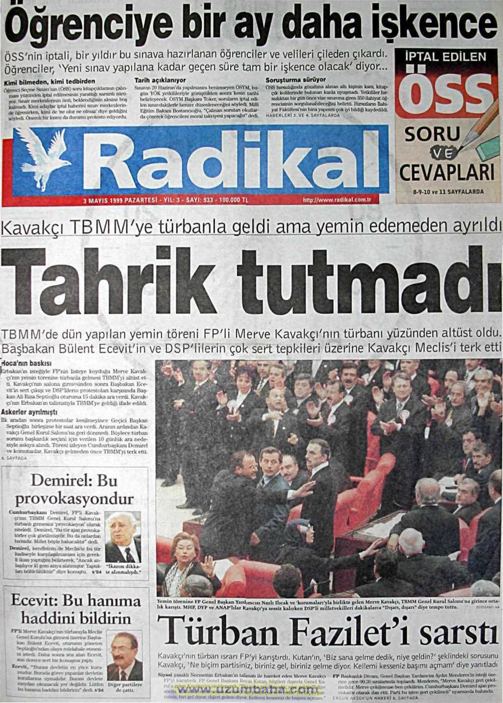 Radikal gazetesi 3 mayıs 1999